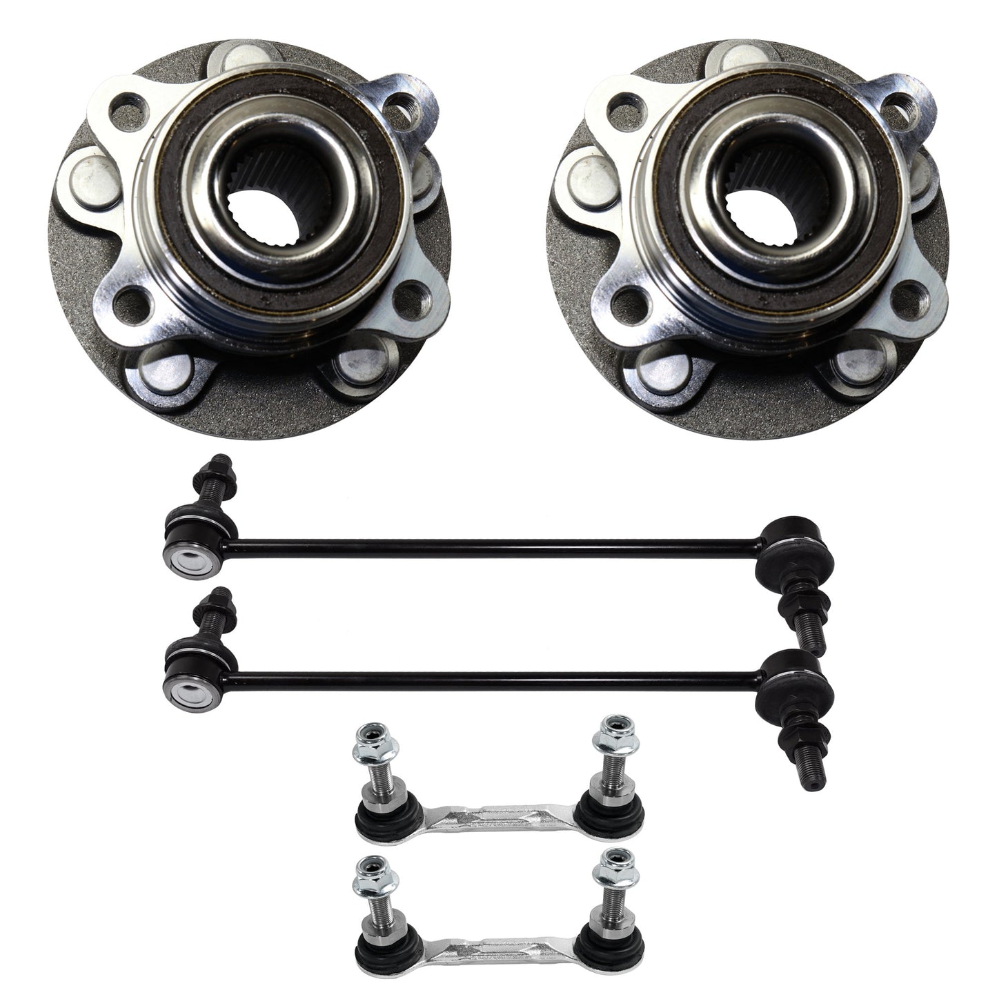 6-Piece Kit Driver and Passenger Side Suspension Kit, Includes (4) Sway Bar Link and (2) Wheel Hub