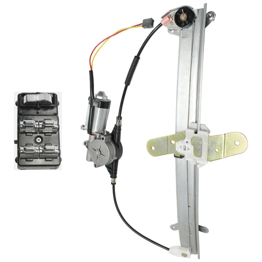 2-Piece Kit Front, Driver Side Window Switch Chrome 5 Buttons, Includes (1) Window Switch and (1) Window Regulator