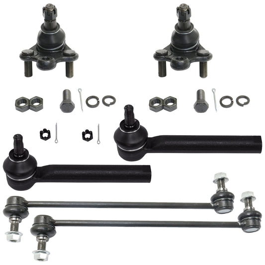 6-Piece Kit Front, Driver and Passenger Side Suspension Kit, Includes (2) Ball Joint, (2) Sway Bar Link, and (2) Tie Rod End