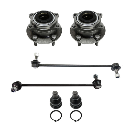 6-Piece Kit Front, Driver and Passenger Side Suspension Kit, Includes (2) Ball Joint, (2) Sway Bar Link, and (2) Wheel Hub