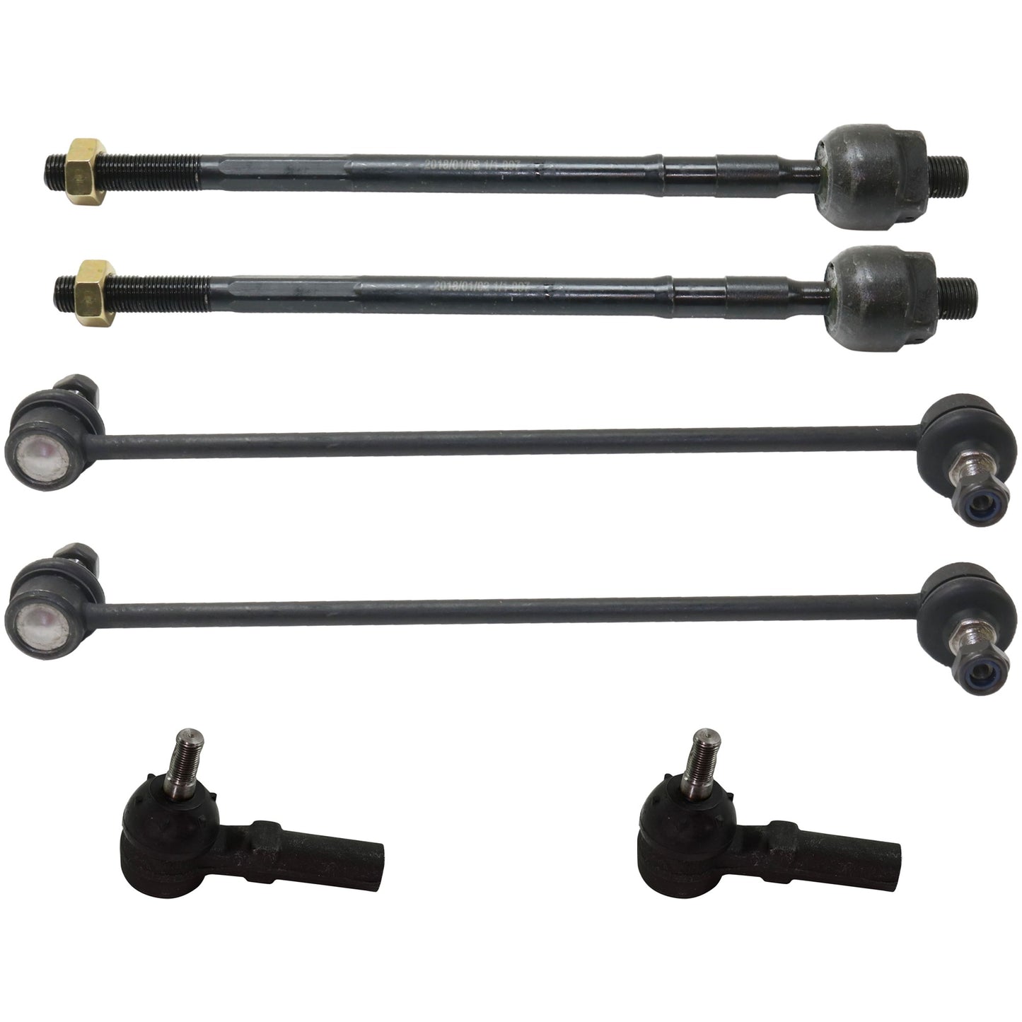 6-Piece Kit Front Suspension Kit, Includes (2) Sway Bar Link and (4) Tie Rod End
