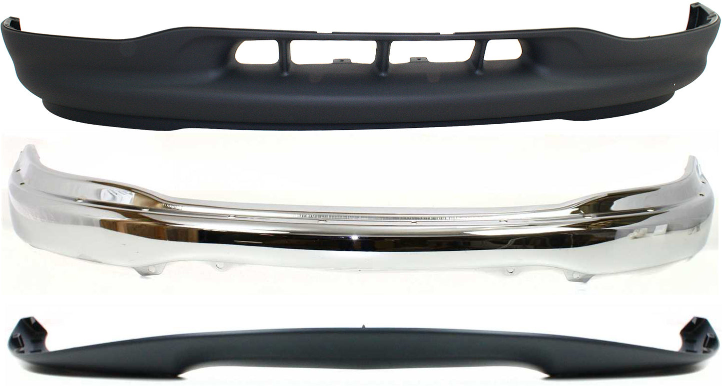 3-Piece Kit, Front Bumper, RWD, Chrome, Includes (1) Bumper, (1) Bumper Trim, and (1) Valance