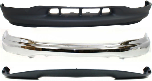 3-Piece Kit, Front Bumper, RWD, Chrome, Includes (1) Bumper, (1) Bumper Trim, and (1) Valance