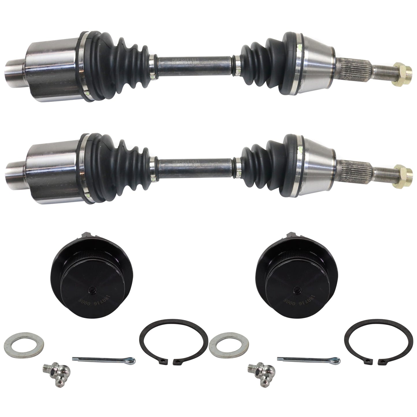 4-Piece Kit Front, Driver and Passenger Side Suspension Kit, Includes (2) Ball Joint and (2) Axle Assembly
