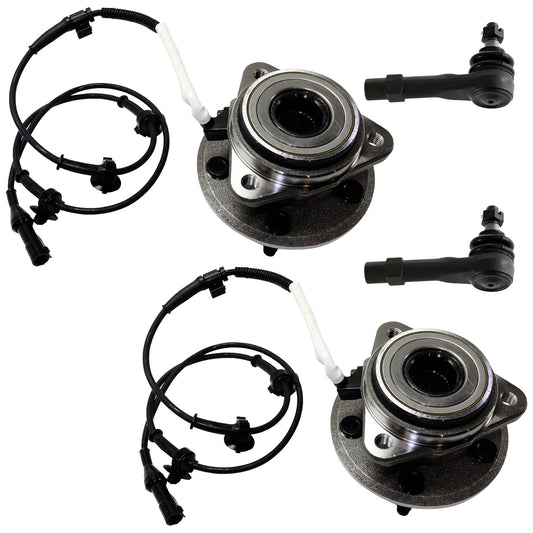 4-Piece Kit Front, Driver and Passenger Side Suspension Kit, Includes (2) Tie Rod End and (2) Wheel Hub