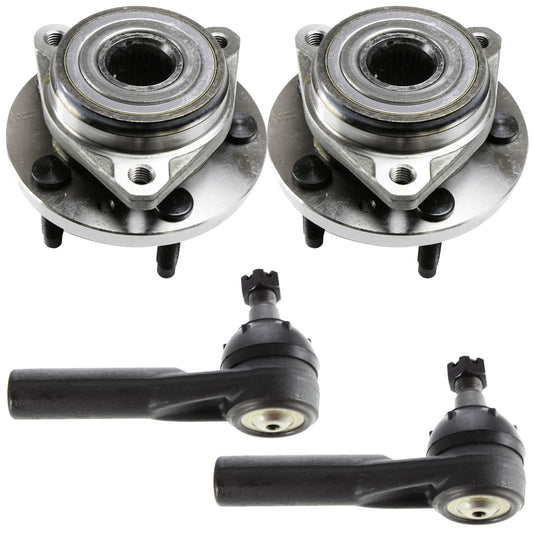 4-Piece Kit Front, Driver and Passenger Side Suspension Kit, Includes (2) Tie Rod End and (2) Wheel Hub