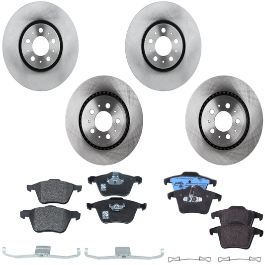 4-Wheel Set Front and Rear Brake Disc and Pad Kit, Plain Surface 5 Lugs Front-315.72 mm/Rear-307.09 mm, Includes (4) Brake Disc and (2) Brake Pad Set