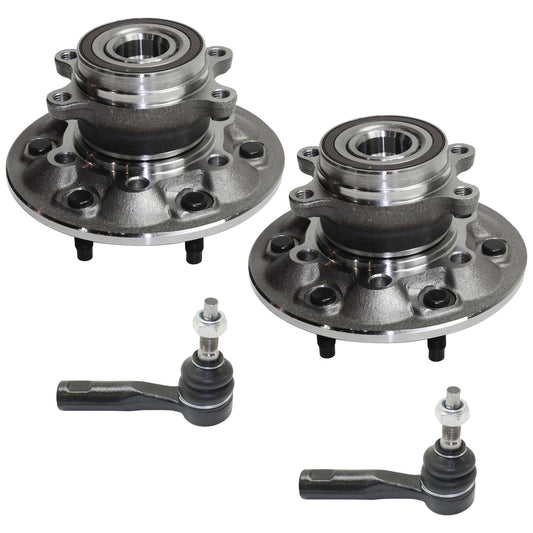 4-Piece Kit Front, Driver and Passenger Side Suspension Kit, Includes (2) Tie Rod End and (2) Wheel Hub