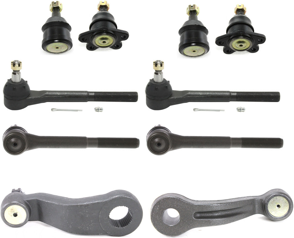 10-Piece Kit Front Suspension Kit, Includes (4) Ball Joint, (4) Tie Rod End, (1) Pitman Arm and (1) Idler Arm
