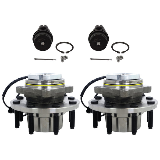2-Wheel Set Front, Driver and Passenger Side Wheel Hub, 8 Lugs, With Bearing, With Sensor, 4WD, Includes (2) Wheel Hub and (2) Ball Joint