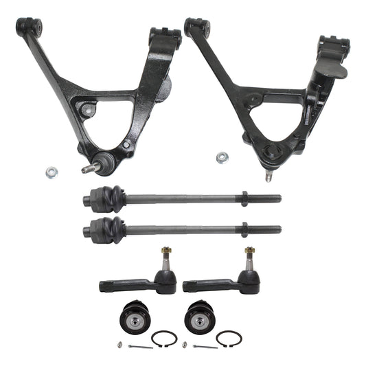 8-Piece Kit Front, Driver and Passenger Side, Upper and Lower, Inner and Outer Control Arm, Includes (2) Control Arm, (4) Tie Rod End and (2) Ball Joint