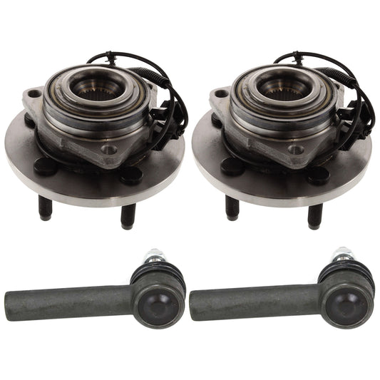 4-Piece Kit Front, Driver and Passenger Side Suspension Kit, Includes (2) Tie Rod End and (2) Wheel Hub