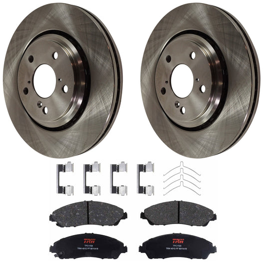 KIT-062224-128 2-Wheel Set Front Brake Disc and Pad Kit, Plain Surface 5 Lugs 320.04 mm Ceramic, Includes (1) Brake Pad Set and (2) Brake Disc