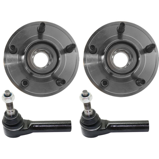 4-Piece Kit Front, Driver and Passenger Side Suspension Kit, Includes (2) Tie Rod End and (2) Wheel Hub