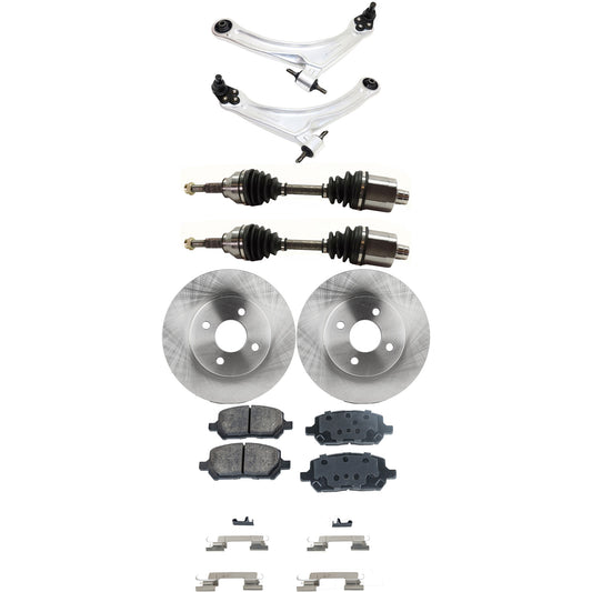 7-Piece Kit Front, Driver and Passenger Side, Lower Control Arm Kit, Includes (1) Brake Pad Set, (2) Control Arm, (2) Axle Assembly and (2) Brake Disc