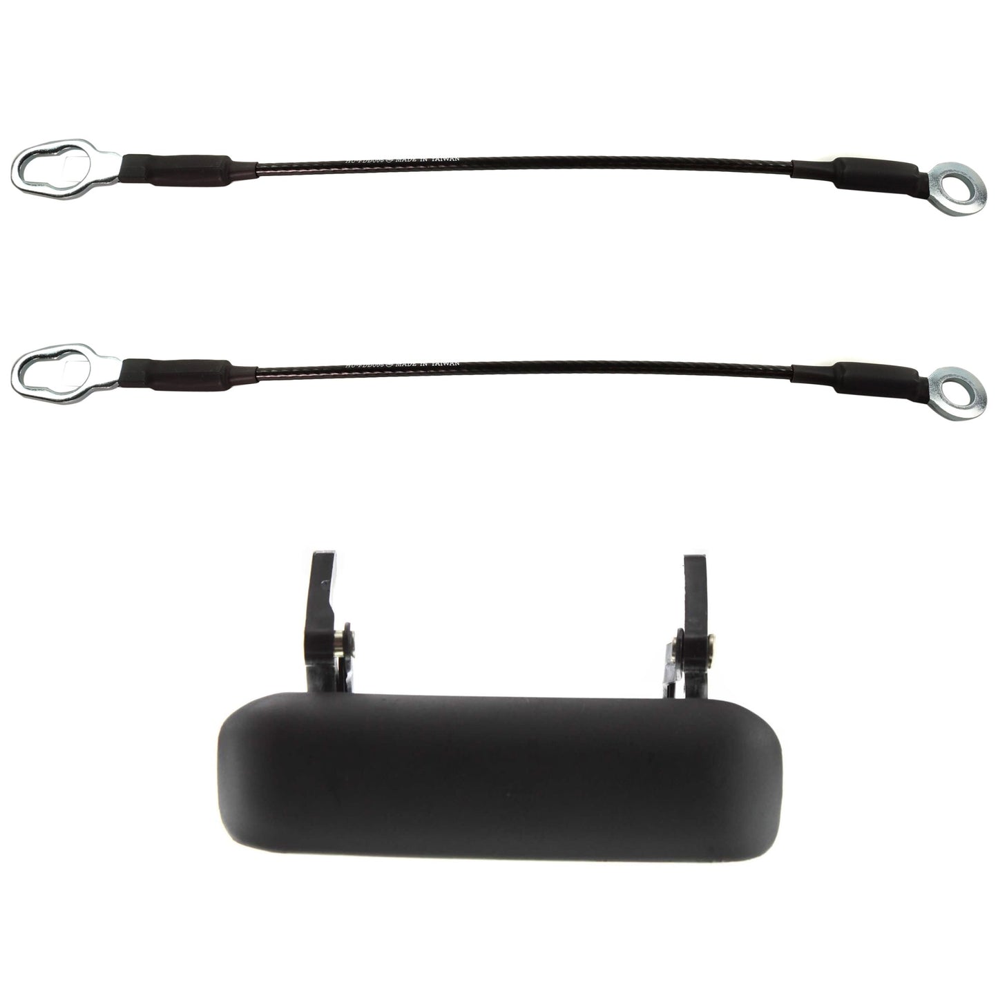 3-Piece Kit Tailgate Handle, Textured Black, Plastic, Without Camera Hole, Without Key Hole, Includes (2) Tailgate Cable and (1) Tailgate Handle