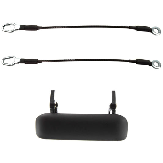 3-Piece Kit Tailgate Handle, Textured Black, Plastic, Without Camera Hole, Without Key Hole, Includes (2) Tailgate Cable and (1) Tailgate Handle