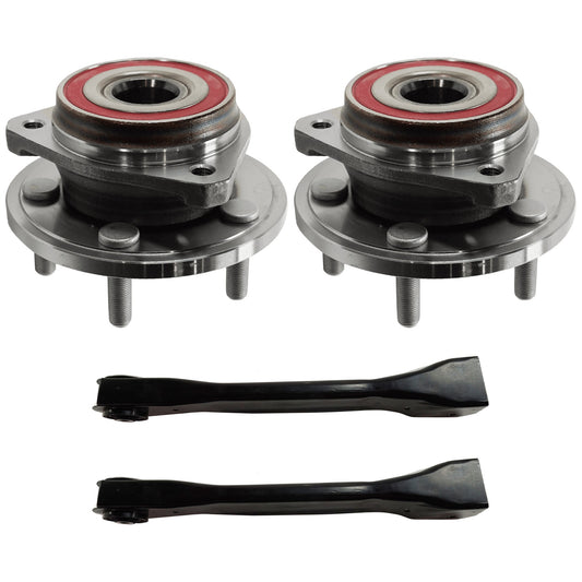 2-Wheel Set Front, Driver and Passenger Side Wheel Hub, 5 Lugs, With Bearing, Includes (2) Control Arm and (2) Wheel Hub
