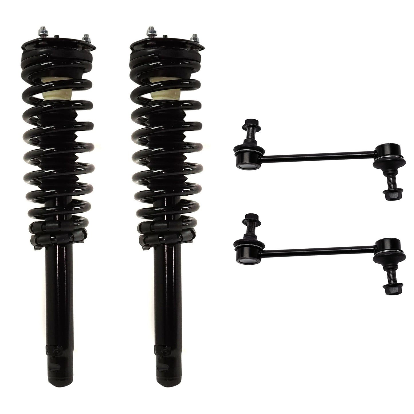 4-Piece Kit Front, Driver and Passenger Side Suspension Kit, Includes (2) Shock Absorber and Strut Assembly and (2) Sway Bar Link