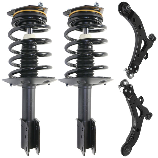 4-Piece Kit Front, Driver and Passenger Side Fully Loaded Strut Includes (2) Control Arm and (2) Shock Absorber and Strut Assembly