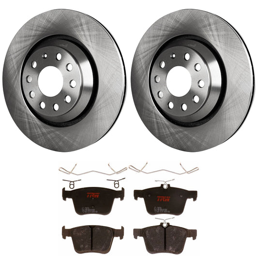 KIT-062924-144 4-Wheel Set Front and Rear Brake Disc and Pad Kit, Plain Surface 5 Lugs 309.88 mm Semi-metallic, Includes (2) Brake Disc and (1) Brake Pad Set