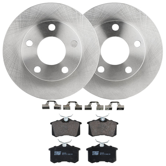 KIT-062924-161 2-Wheel Set Rear Brake Disc and Pad Kit, Plain Surface 5 Lugs 245.11 mm Semi-metallic, Includes (2) Brake Disc and (1) Brake Pad Set