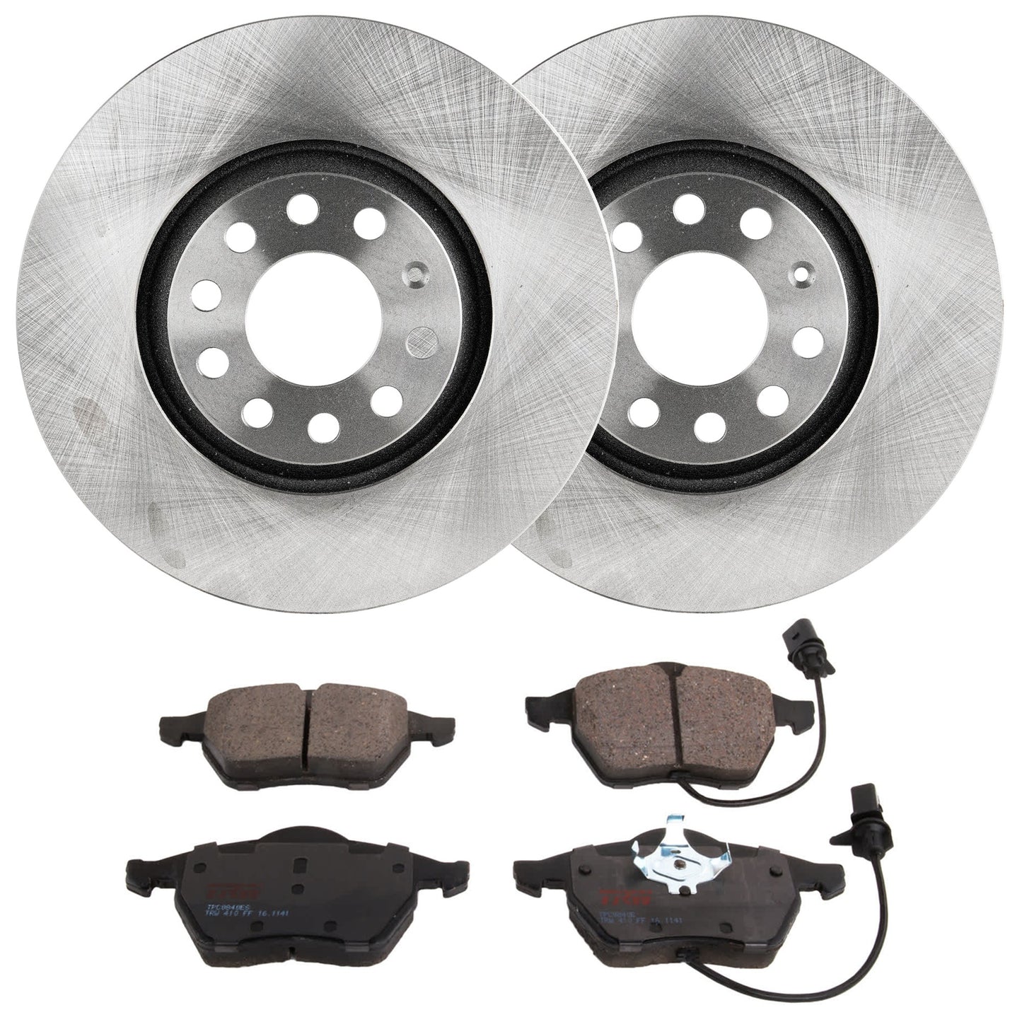 KIT-062924-167 2-Wheel Set Front Brake Disc and Pad Kit, Plain Surface 5 Lugs 311.91 mm Semi-metallic, Includes (2) Brake Disc and (1) Brake Pad Set