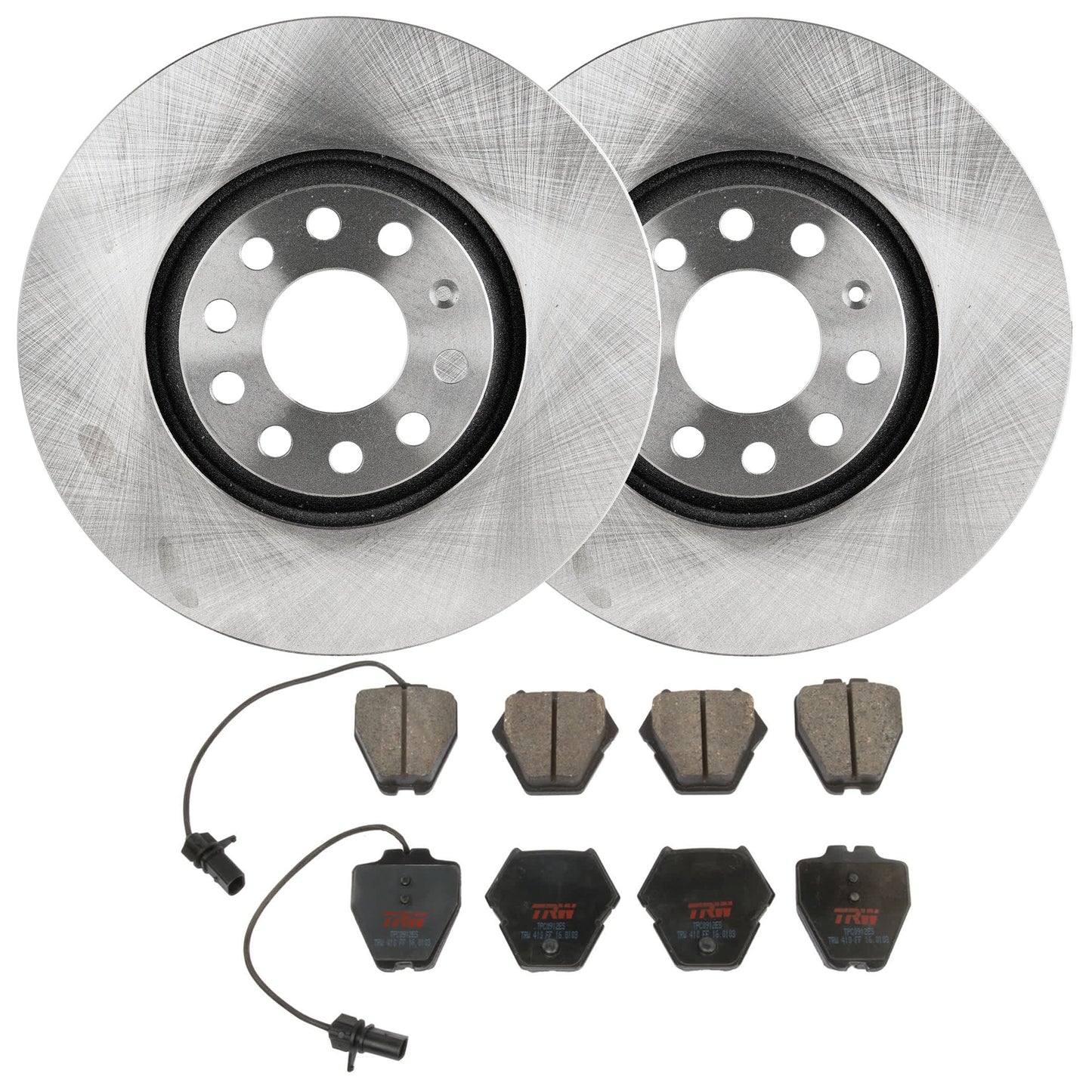 KIT-062924-260 2-Wheel Set Front Brake Disc and Pad Kit, Plain Surface 5 Lugs 311.91 mm Semi-metallic, Includes (2) Brake Disc and (1) Brake Pad Set