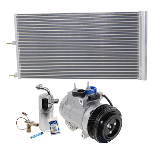 Комплект из 3-х компонентов: компрессор кондиционера, с муфтой, 6-канавочным шкивом, включает в себя (1) компрессор кондиционера, (1) конденсатор кондиционера и (1) комплект для обслуживания кондиционера