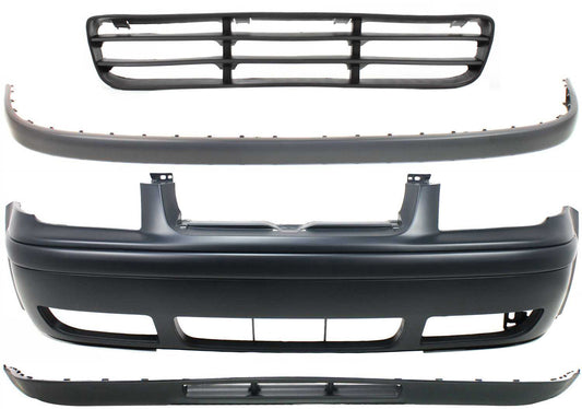 4-Piece Kit, Front Primed Bumper Cover, Includes (1) Bumper Cover, (1) Bumper Grille, (1) Bumper Trim, and (1) Valance