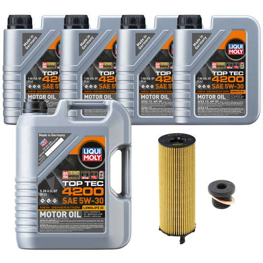 KIT-070224-075 Комплект из 7 предметов, синтетическое моторное масло, оригинальный комплект из 7 предметов, Audi, Volkswagen, включает (1) пробку для слива масла, (1) масляный фильтр и (5) моторного масла