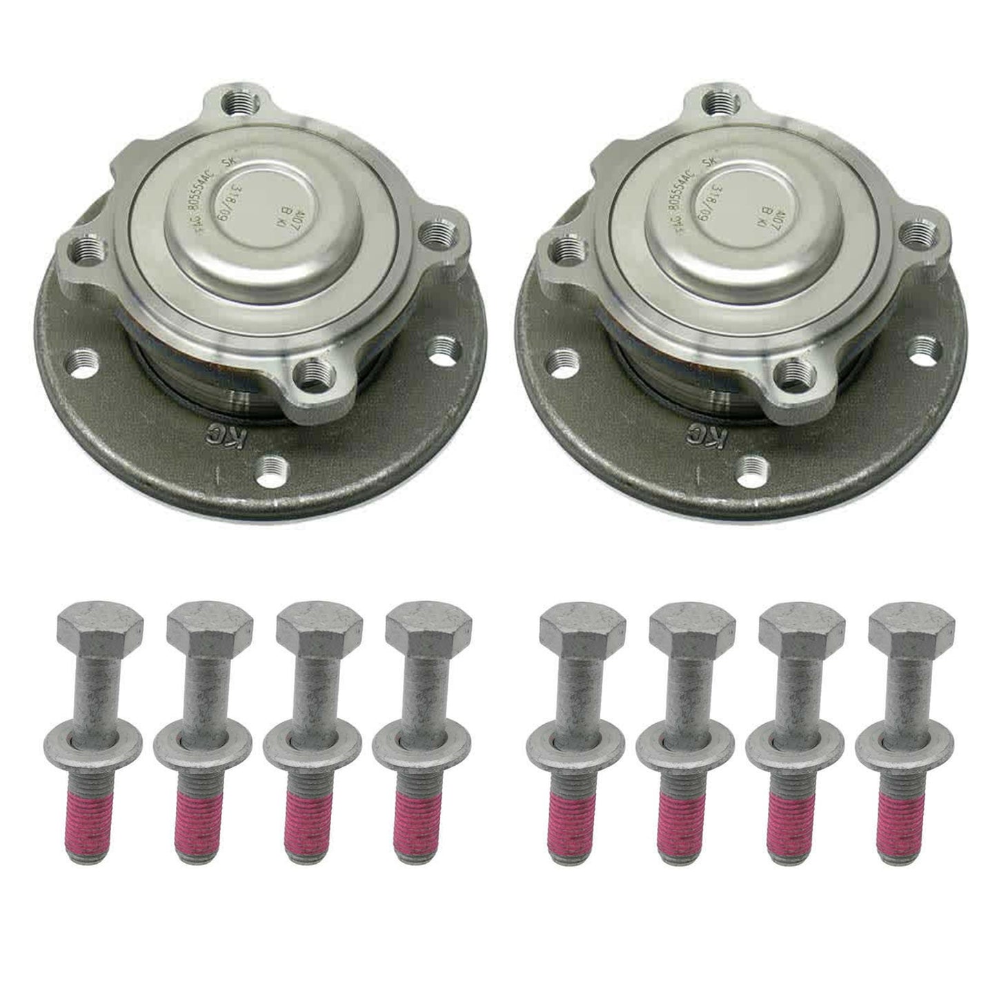 KIT-070224-414 Комплект из 2 ступиц передних колес (со стороны водителя и пассажира), с подшипником, оригинальный BMW, включает (2) ступицы и (8) болтов