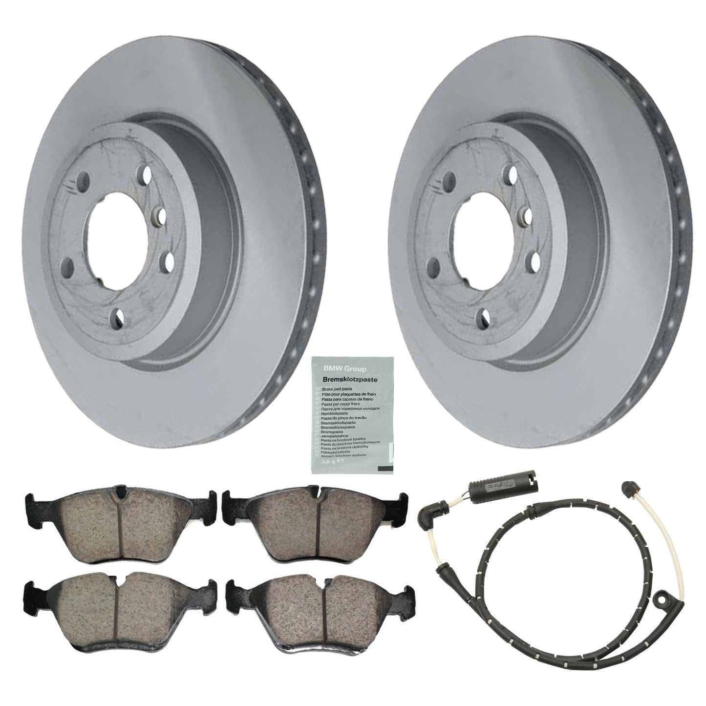 KIT-070224-466 2-Wheel Set Front Brake Disc and Pad Kit, 325 mm, Includes (1) Brake Pad Set, (1) Brake Anti Squeal Paste, (1) Brake Pad Sensor and (2) Brake Disc