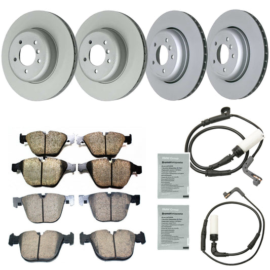 KIT-070224-468 4-Wheel Set Front and Rear Brake Disc and Pad Kit, Front-348 mm/Rear-345 mm, Includes (2) Brake Pad Set, (2) Brake Anti Squeal Paste, (2) Brake Pad Sensor and (4) Brake Disc