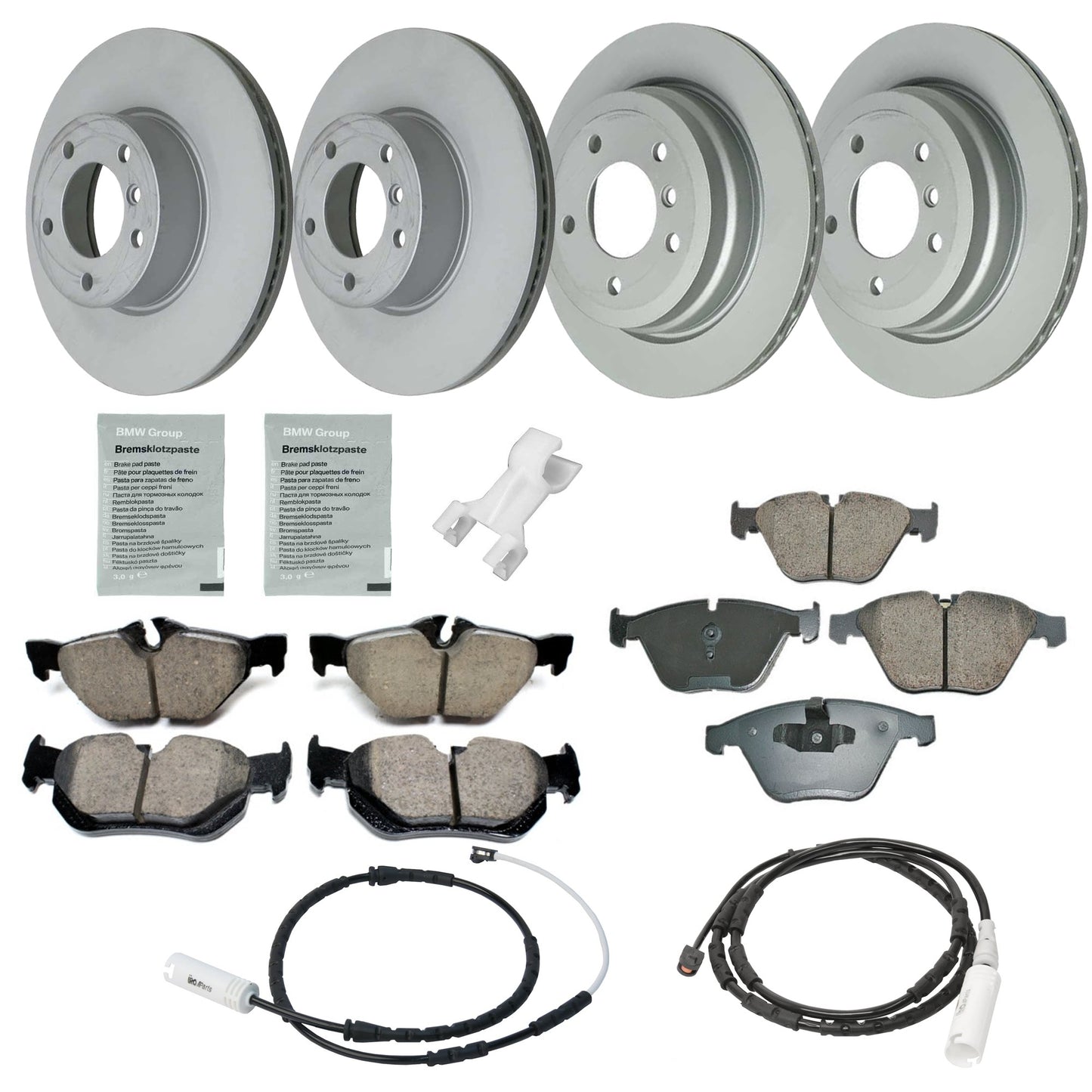 KIT-070224-484 Комплект тормозных дисков и колодок на 4 колеса: передние и задние, 312 мм, задние 300 мм. В комплект входят (2) комплекта тормозных колодок, (3) датчика тормозных колодок, (2) антискрипной пасты и (4) тормозных диска.