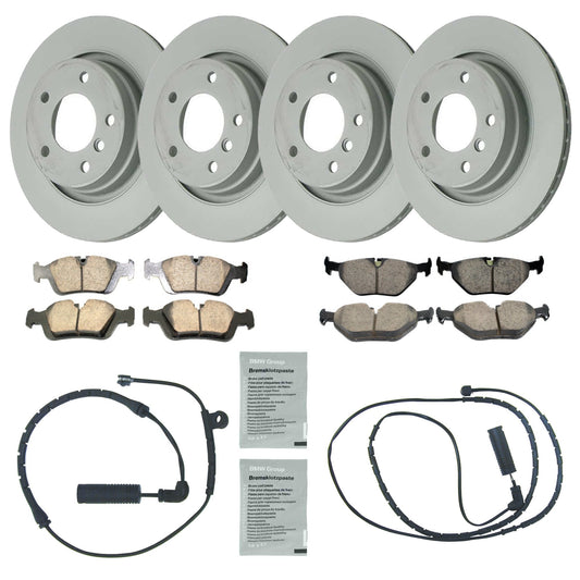 KIT-070224-486 4-Wheel Set Front and Rear Brake Disc and Pad Kit, Front-300 mm/Rear-294 mm, Includes (2) Brake Pad Set, (2) Brake Anti Squeal Paste, (2) Brake Pad Sensor and (4) Brake Disc