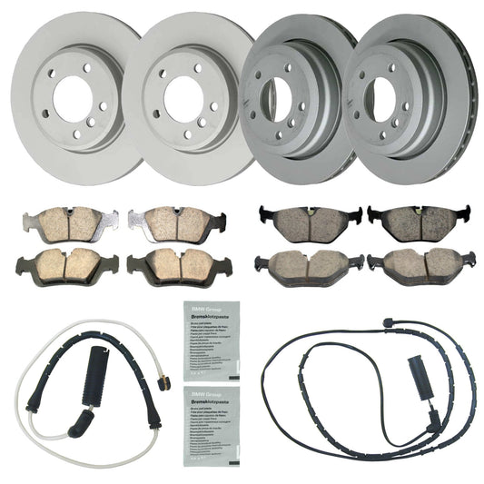 KIT-070224-487 4-Wheel Set Brake Disc and Pad Kit, Front-300 mm/Rear-294 mm, Includes (2) Brake Pad Set, (2) Brake Anti Squeal Paste, (2) Brake Pad Sensor and (4) Brake Disc