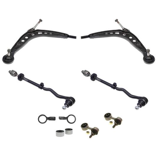 KIT-070224-590 9-Piece Kit Front, Driver and Passenger Side Control Arm, Genuine BMW, Includes (2) Control Arm Bracket, (2) Control Arm, (2) Sway Bar Link, (1) Control Arm Bushing and (2) Tie Rod Assembly