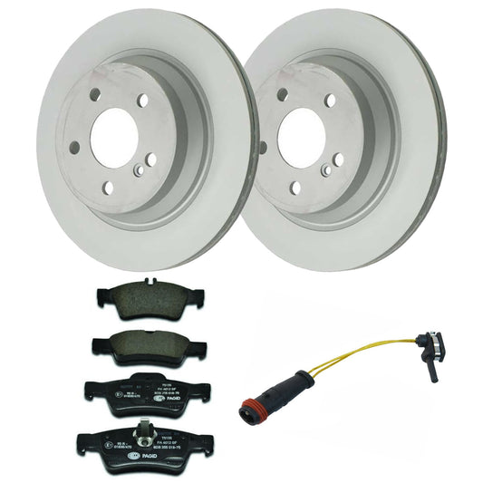 KIT-070224-804 2-Wheel Set Rear Brake Disc and Pad Kit, 300 mm Genuine Mercedes Benz, Includes (1) Brake Pad Set, (1) Brake Pad Sensor and (2) Brake Disc