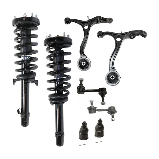 8-Piece Kit Front, Driver and Passenger Side, Lower Fully Loaded Strut, Includes (2) Control Arm, (2) Ball Joint, (2) Sway Bar Link and (2) Shock Absorber and Strut Assembly