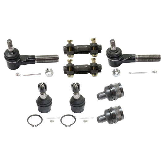 8-Piece Kit Front, Driver and Passenger Side, Inner and Outer, Lower, Front To End Tie Rod End Includes (4) Ball Joint, (2) Tie Rod Adjusting Sleeve, and (2) Tie Rod End