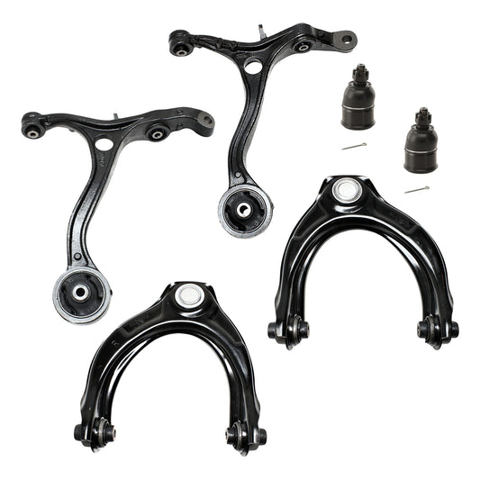 6-Piece Kit Front, Driver and Passenger Side, Inner and Outer, Lower, Front To End Control Arm, includes (2) Ball Joint and (4) Control Arm