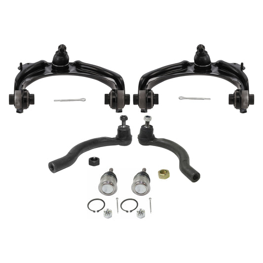 6-Piece Kit Front, Driver and Passenger Side, Inner and Outer, Lower, Front To End Control Arm, includes (2) Ball Joint, (2) Control Arm, and (2) Tie Rod End