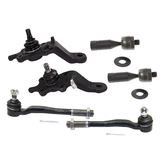 6-Piece Kit Front, Driver and Passenger Side, Lower, Inner and Outer Ball Joint, includes (2) Ball Joint, (2) Sway Bar Link, and (2) Tie Rod End