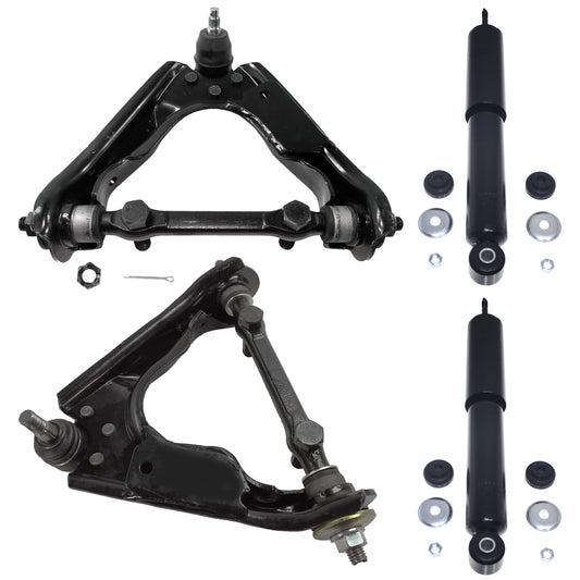 4-Piece Kit Front, Driver and Passenger Side, Upper Control Arm, Includes (2) Control Arm and (2) Shock Absorber and Strut Assembly