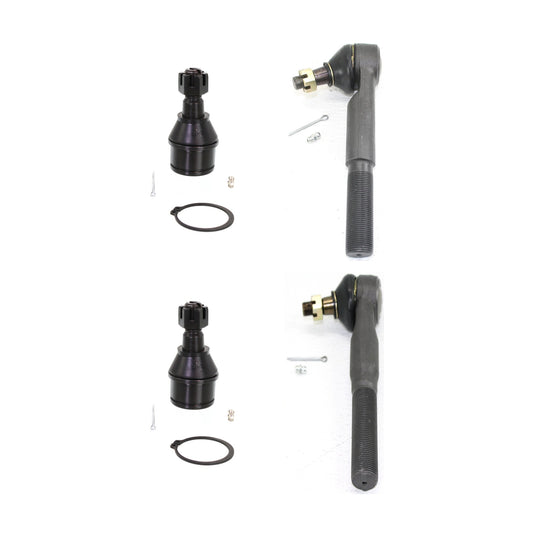 4-Piece Kit Front, Driver and Passenger Side, Lower, Outer Tie Rod End, RWD Includes (2) Ball Joint and (2) Tie Rod End