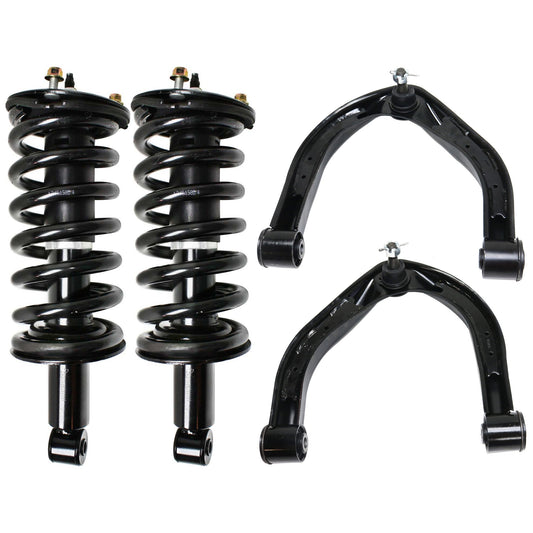 4-Piece Kit Fully Loaded Strut, 4WD, includes (2) Control Arm and (2) Loaded Strut