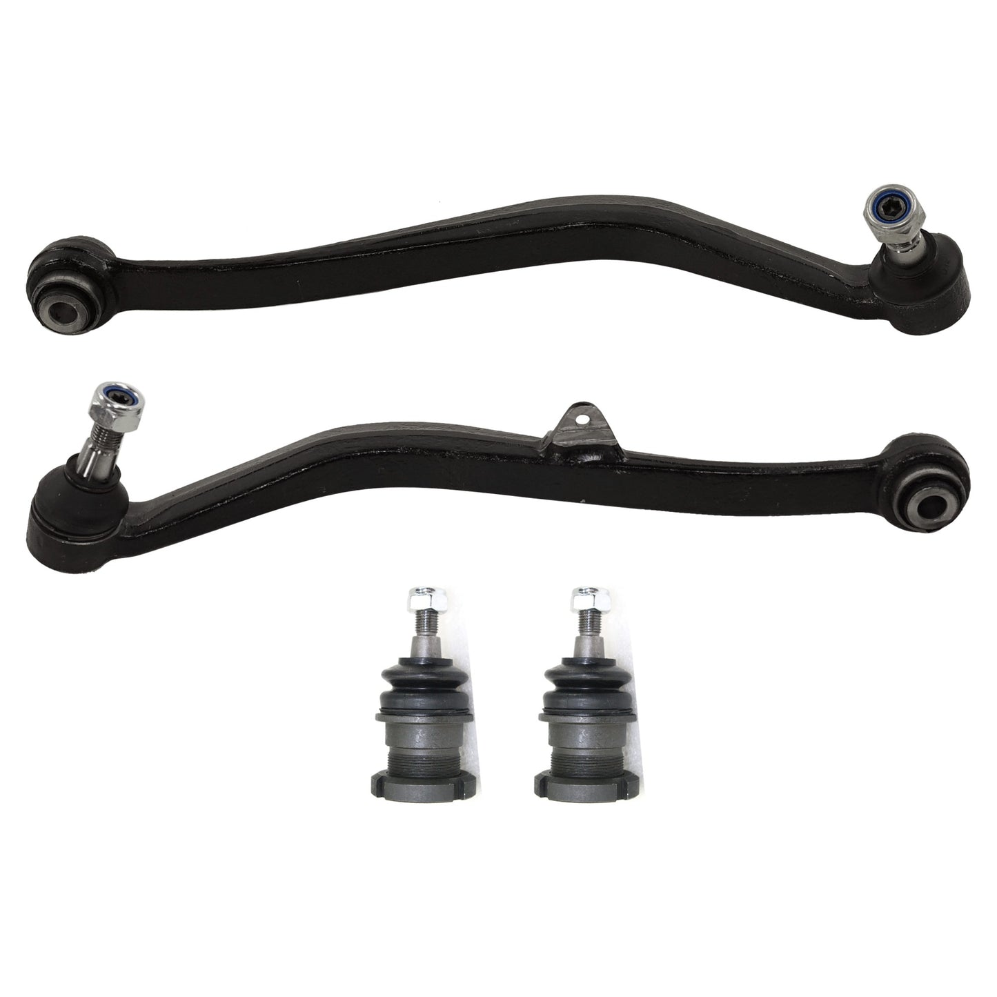 4-Piece Kit Front and Rear, Driver and Passenger Side, Lower, Rearward Control Arm, includes (2) Ball Joint and (2) Control Arm