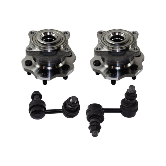 Комплект из 2 задних колес, ступица со стороны водителя и пассажира, 6 болтов, с подшипником, включает в себя (2) тяги стабилизатора поперечной устойчивости и (2) ступицы колеса