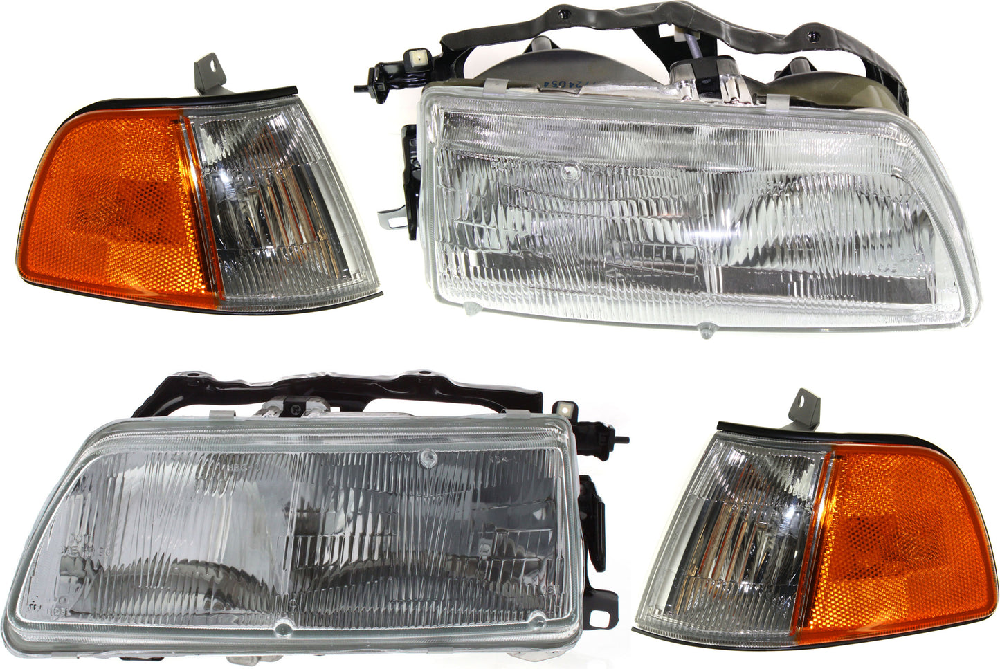 4-Piece Kit Driver and Passenger Side Halogen Headlight, With bulb(s), OE Replacement, Includes (2) Headlight and (2) Corner Light